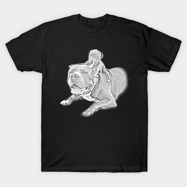 Puppy Pitbull Sketch Design T-Shirt by Kawaii Sketch